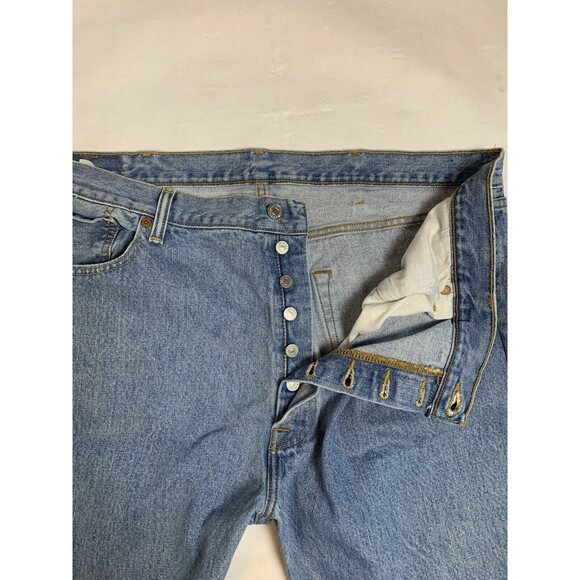 Levi's 501 Jeans Mens Size 42x30 Blue Button Fly Straight Leg Denim Cowboy Chore - Picture 3 of 10